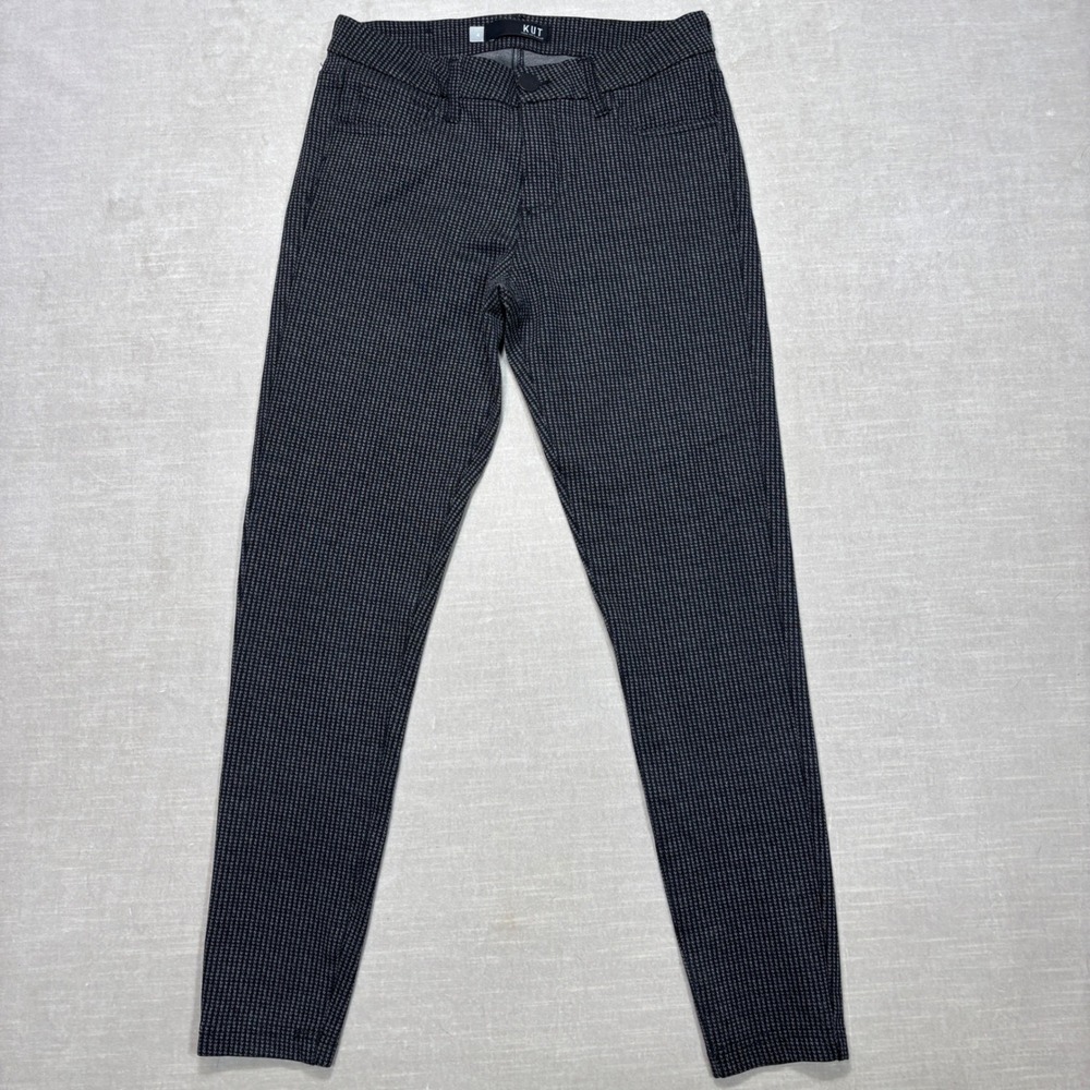 KUT Donna Ankle Skinny Pants Houndstooth Pattern Womens Size 4 Black Gray